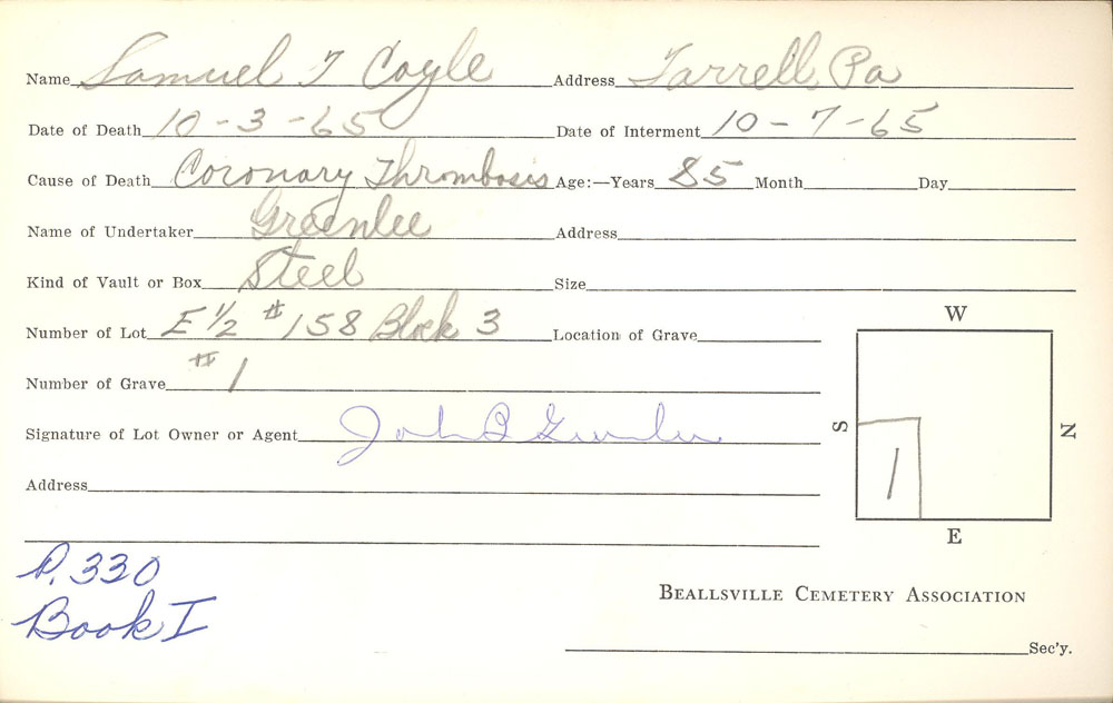 burial card
